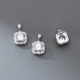 925 Silver Zircon Square Charms DIY Pendant Necklace Jewelry