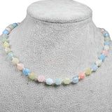 925 Silver Chokers Knotted Morganite Stone Beads Necklace Mix Colorful Jewelry