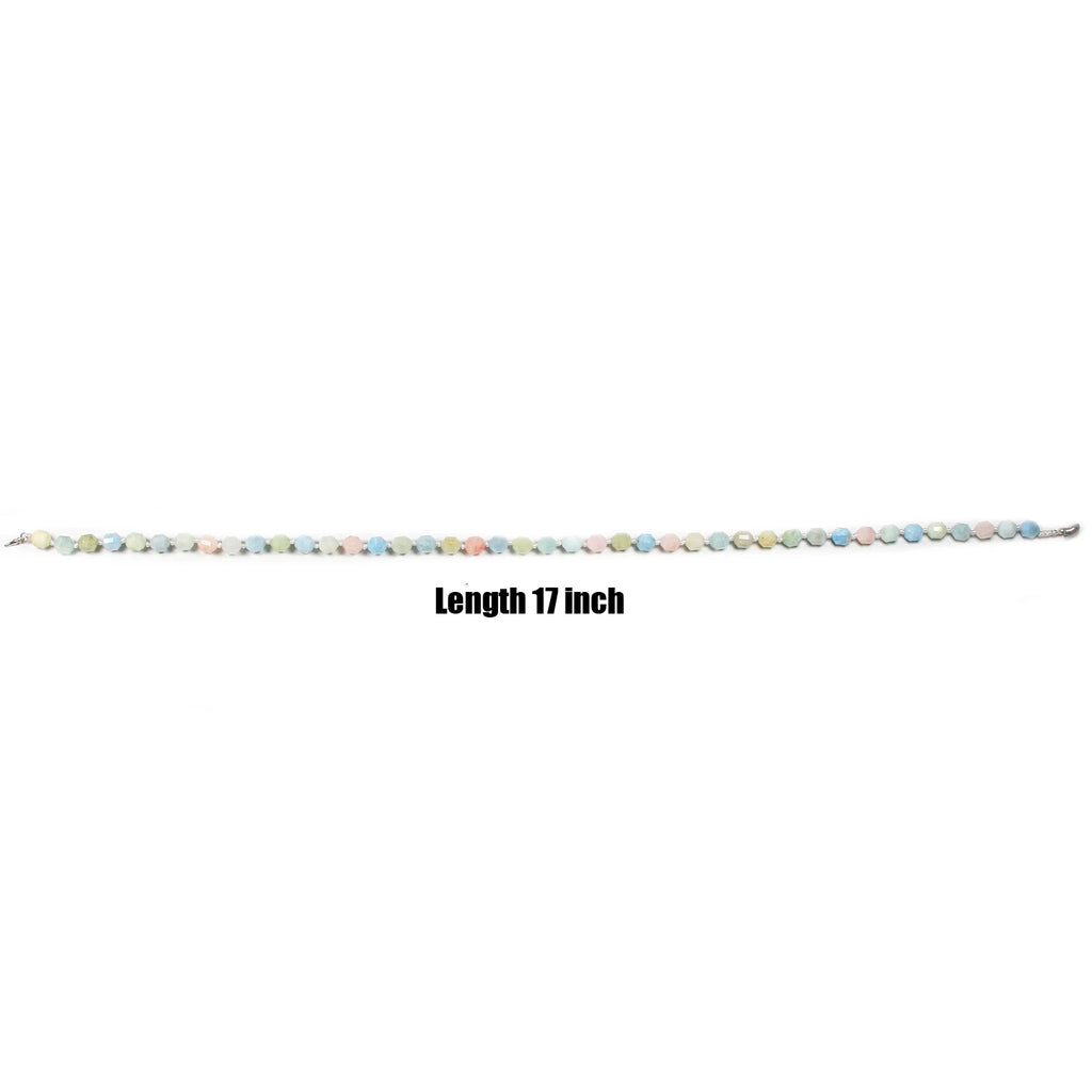 925 Silver Chokers Knotted Morganite Stone Beads Necklace Mix Colorful Jewelry
