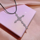 925 Silver Cross Zircon Necklace Christian Cross Chain Pendant