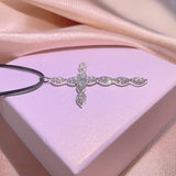 925 Silver Cross Zircon Necklace Christian Cross Chain Pendant