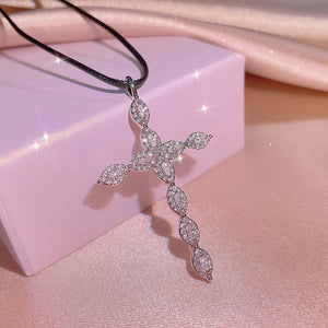 925 Silver Cross Zircon Necklace Christian Cross Chain Pendant