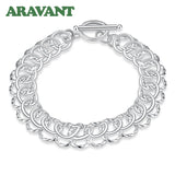 925 Silver Circle Charm Bracelets For Women Wedding Jewelry