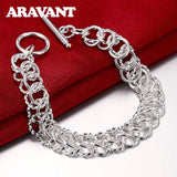 925 Silver Circle Charm Bracelets For Women Wedding Jewelry