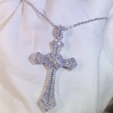 925 Silver Classic Cross Pendant with Zircon Stone Necklace