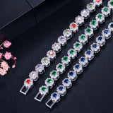 925 Silver Classic Cubic Zircon Three Women Bracelets for Women