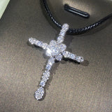925 Silver Crystal Cross Necklace for Women