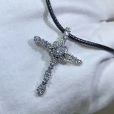 925 Silver Crystal Cross Necklace for Women