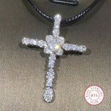 925 Silver Crystal Cross Necklace for Women