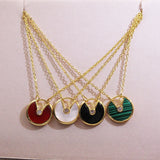 925 Silver Classic Titanium Steel Fritillary Round Necklace for Women