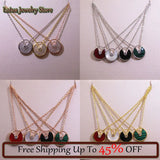 925 Silver Classic Titanium Steel Fritillary Round Necklace for Women