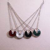 925 Silver Classic Titanium Steel Fritillary Round Necklace for Women