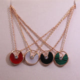 925 Silver Classic Titanium Steel Fritillary Round Necklace for Women
