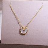 925 Silver Classic Titanium Steel Fritillary Round Necklace for Women