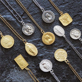 925 Silver Coin Necklace Choker Pendant Charm Vintage Boho Bijoux Collier