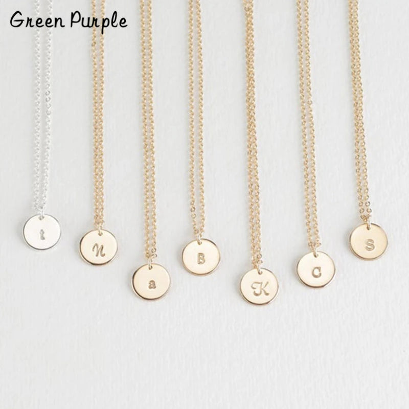 925 Silver Coins Necklace 10MM Pendants Letter Name Chocker Jewelry Boho Kolye