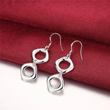 925 Silver Christmas Gift Square Geometric Jewelry Set