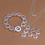 925 Silver Christmas Gift Square Geometric Jewelry Set