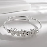 925 Silver Heart Bangles For Lady Bracelets Wedding Jewelry