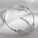 925 Silver Heart Bangles For Lady Bracelets Wedding Jewelry