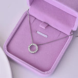 925 Silver Full Diamond Circle Pendant Necklace for Women