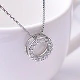 925 Silver Full Diamond Circle Pendant Necklace for Women