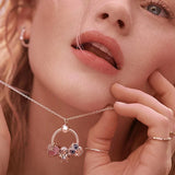 925 Silver O Circle Pendant Necklace DIY Charm Jewelry For Women