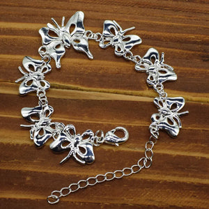 Butterfly Pendant Charms Bracelet with Box Chain Women Bangle Gift