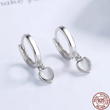 925 Silver Heart Pendant Hoop Earrings for Women