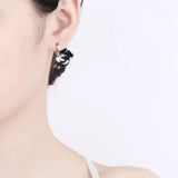 925 Silver Heart Pendant Hoop Earrings for Women