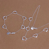 925 Silver Bead Necklace Bracelet Set S140