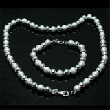 925 Silver Bead Necklace Bracelet Set S140