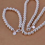 925 Silver Bead Necklace Bracelet Set S140