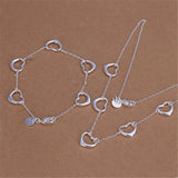 925 Silver Bead Necklace Bracelet Set S140