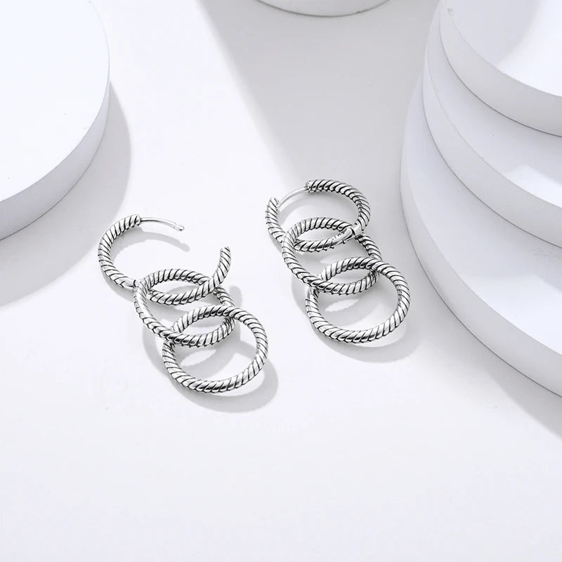 925 Silver CZ U Shape Moon Star Hoop Earrings Chain Earring Gift