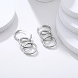 925 Silver CZ U Shape Moon Star Hoop Earrings Chain Earring Gift