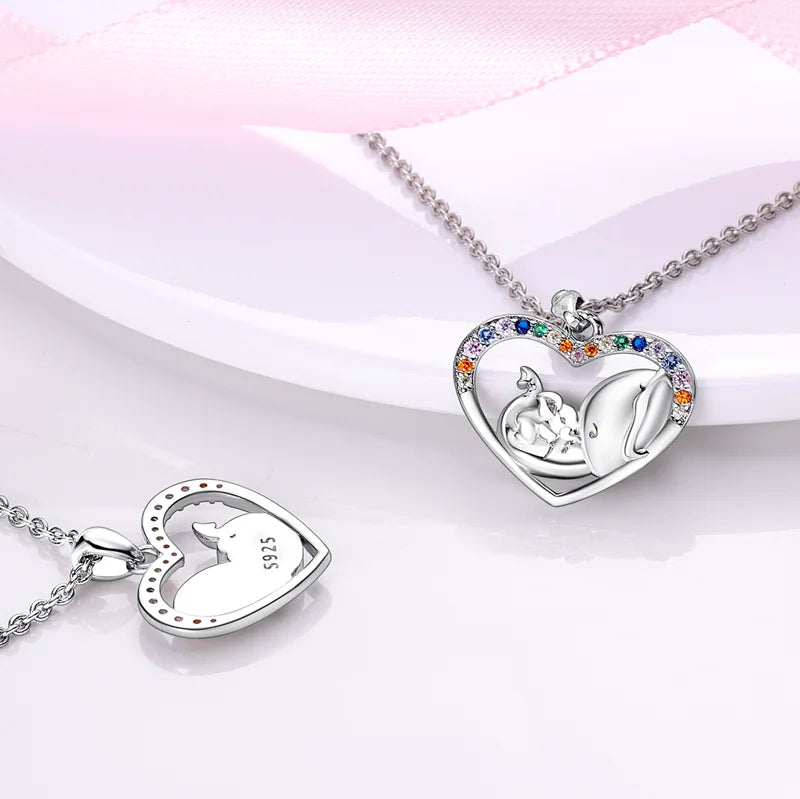 Silver Colorful Palette Necklace with Unicorn Elephant Charm