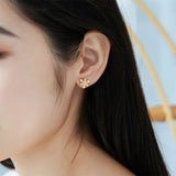 925 Silver Colorful Opal Stud Earrings Zirconia Snowflake Flower Jewelry