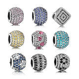 925 Silver Colorful Zircon Beads for Bracelet Necklace Charm Jewelry Making