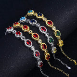 925 Silver Colorful Zirconia Single Low Bracelet For Ladies