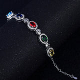 925 Silver Colorful Zirconia Single Low Bracelet For Ladies