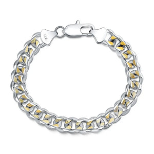 925 Silver Sideways Bracelet 10MM Men's/Women's Jewelry Wedding Gift