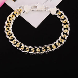 925 Silver Sideways Bracelet 10MM Men's/Women's Jewelry Wedding Gift