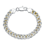 925 Silver Sideways Bracelet 10MM Men's/Women's Jewelry Wedding Gift
