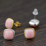 925 Silver Conch Shell Earrings Pure Silver Pink Lady Stud Earrings