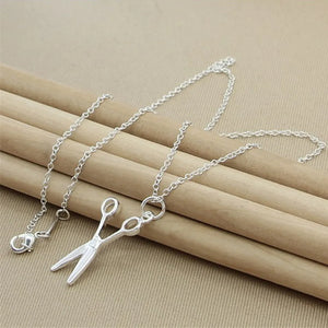 925 Silver Scissor Pendant Necklace for Women