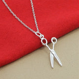 925 Silver Scissor Pendant Necklace for Women