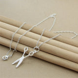 925 Silver Scissor Pendant Necklace for Women