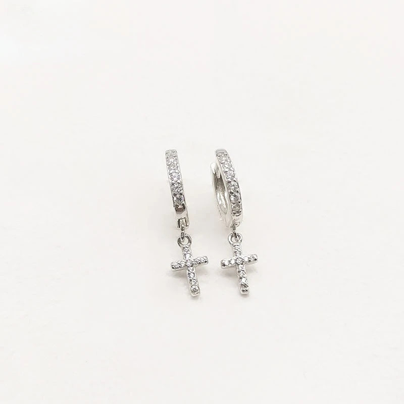 925 Silver Cross Earrings for Women Unusual Wedding Stud Earrings