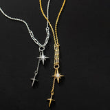 925 Silver Cross Jewelry Woman Hexagram Star Necklace Zircon Pendant